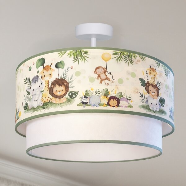 Brilagi-LED Detské prisadené stropné svietidlo BOBO 1xE27/60W/230V pr. 40 cm krémové / zelené / džungľa