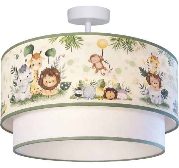 Brilagi-LED Detské prisadené stropné svietidlo BOBO 1xE27/60W/230V pr. 40 cm krémové / zelené / džungľa