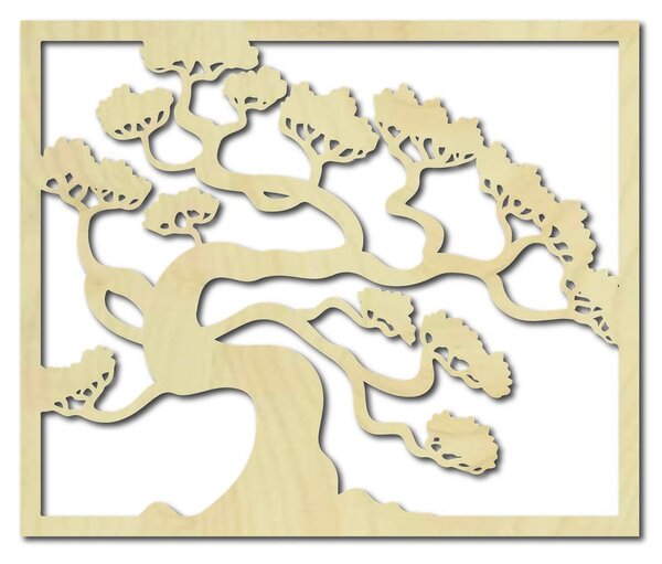 Drevený obraz na stenu strom bonsai z preglejky topoľ DRAZSKA: Prírodná preglejka - Topoľ natural 40 x 33 cm 3816-39415 PR0214 HEU+