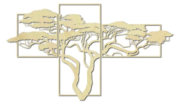 Trojdielny drevený obraz bonsai - SKALICEF: Prírodná preglejka - Topoľ natural 40 x 33 cm 3824-39739 PR0219 3 piecess