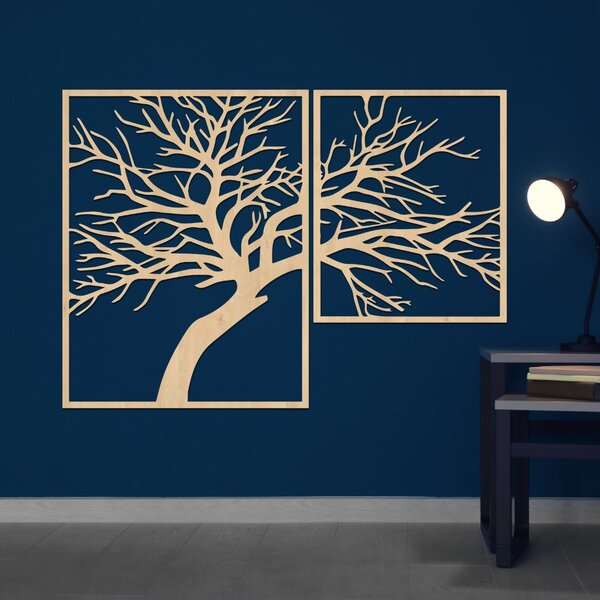 Drevený obraz stromu s vyrezávanými vetvami | Dunak: HDF - Dub Sonoma 40 x 48 cm 4383-80787 HDF0221