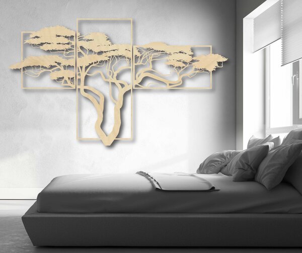 Trojdielny drevený obraz bonsai - SKALICEF: Prírodná preglejka - Topoľ natural 40 x 33 cm 3824-39739 PR0219 3 piecess