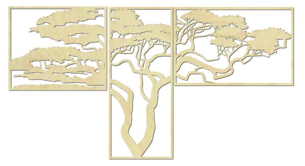 Obraz na stenu z troch častí bonsaj I SENTOP: Prírodná preglejka - Topoľ natural 40 x 33 cm 3825-39829 PR0220 picture of 3 pieces