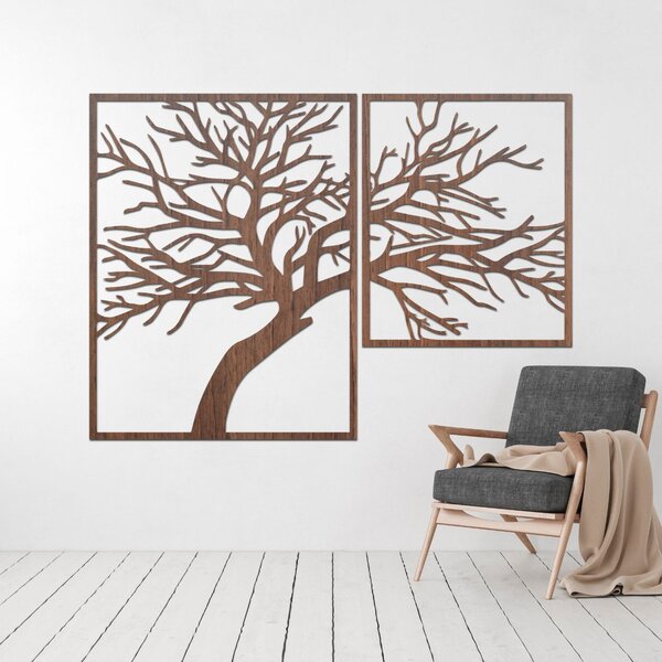Drevený obraz stromu s vyrezávanými vetvami | Dunak: HDF - Dub Sonoma 40 x 48 cm 4383-80787 HDF0221