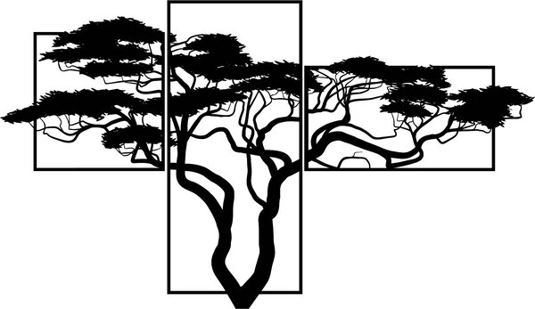 Trojdielny drevený obraz bonsai - SKALICEF: Prírodná preglejka - Topoľ natural 40 x 33 cm 3824-39739 PR0219 3 piecess
