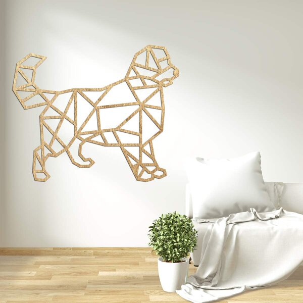 Vyrezávaný geometrický obraz na stenu pes - HAFFO: Preglejka Topoľ - bez povrchovej úpravy 42 x 32 cm 3837-104981 PR0230
