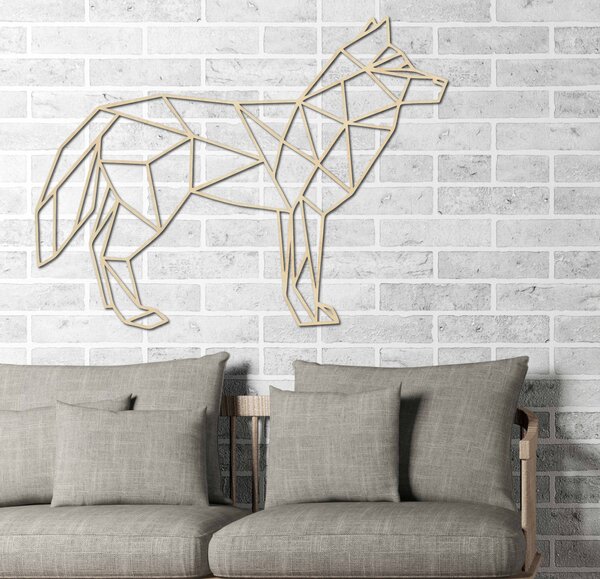 Geometrický obraz na stenu vlk - ROKY: Prírodná preglejka - Topoľ natural 42 x 32 cm 3838-40531 PR0231HEU+