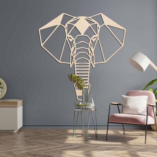 Drevená dekorácia na stenu hlava slona | ROYON: Preglejka Topoľ - Honey 3071 30 cm 3844-83942 PR0237