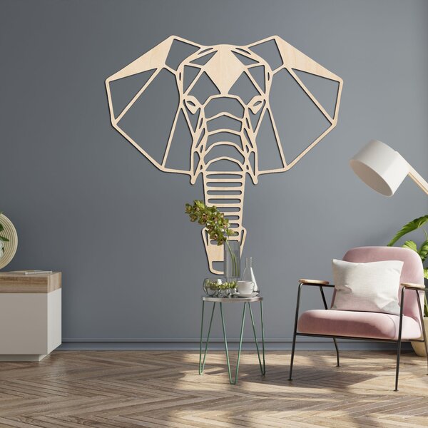 Drevená dekorácia na stenu hlava slona | ROYON: Preglejka Topoľ - Honey 3071 30 cm 3844-83942 PR0237
