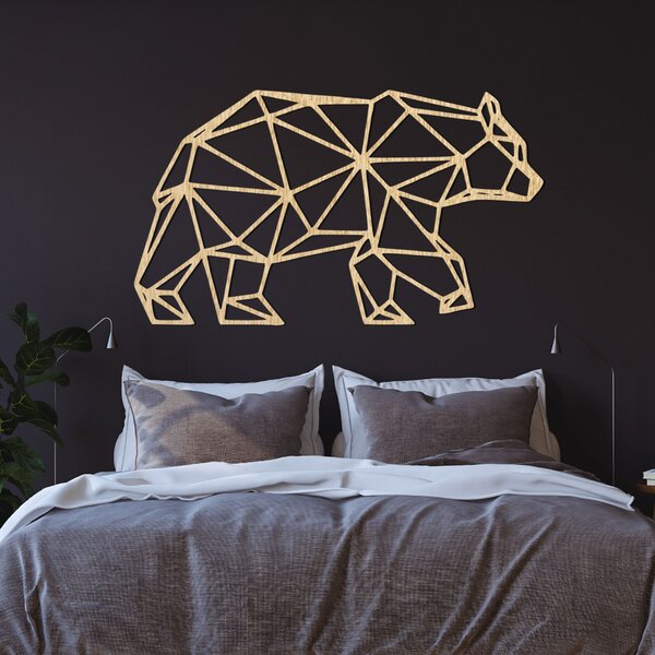 Geometrická drevená dekorácia na stenu medveď - URSUS: Preglejka Topoľ - Honey 3071 50 x 29 cm 3847-94986 PR0240
