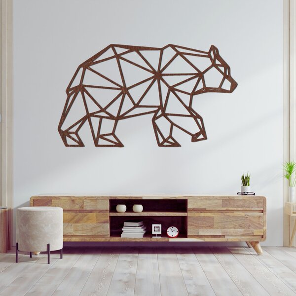 Geometrická drevená dekorácia na stenu medveď - URSUS: Preglejka Topoľ - Honey 3071 50 x 29 cm 3847-94986 PR0240