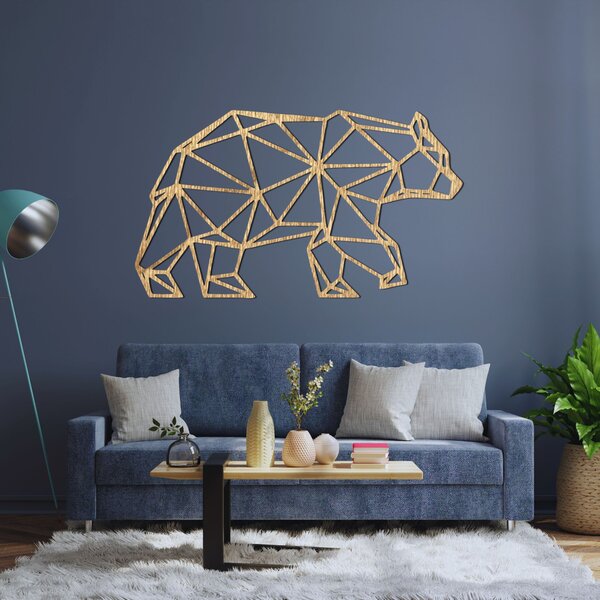 Geometrická drevená dekorácia na stenu medveď - URSUS: Preglejka Topoľ - Honey 3071 50 x 29 cm 3847-94986 PR0240