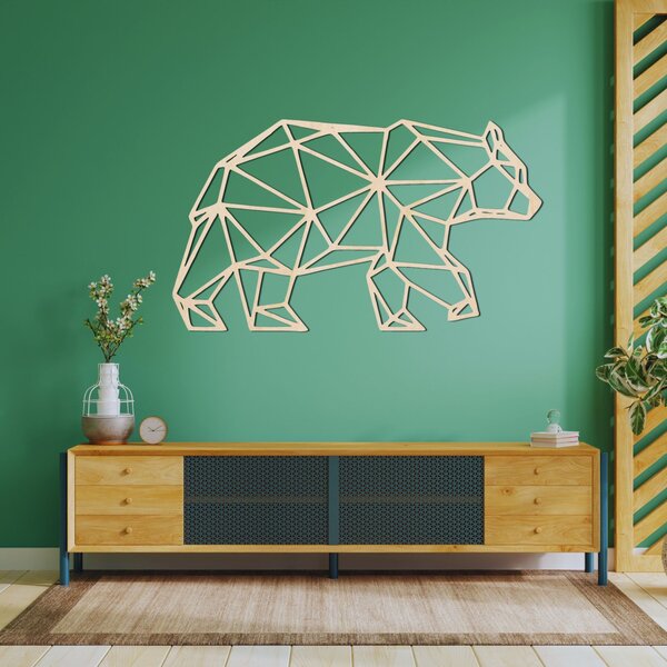 Geometrická drevená dekorácia na stenu medveď - URSUS: Preglejka Topoľ - Honey 3071 50 x 29 cm 3847-94986 PR0240