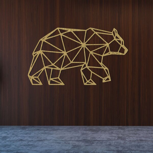 Geometrická drevená dekorácia na stenu medveď - URSUS: Preglejka Topoľ - Honey 3071 50 x 29 cm 3847-94986 PR0240