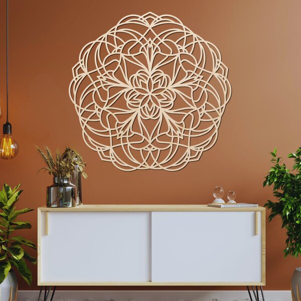 Jedinečná dekorácia na stenu mandala pokoja | SERENA: Preglejka Topoľ - Honey 3071 20 cm 3856-92329 PR0250