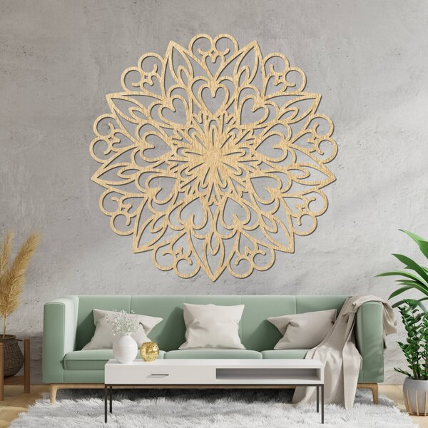 Vyrezávaná mandala, drevená dekorácia na stenu | FARLIKT: Preglejka Topoľ - Honey 3071 30 cm 3862-93720 PR0256