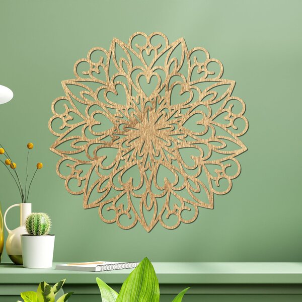 Vyrezávaná mandala, drevená dekorácia na stenu | FARLIKT: Preglejka Topoľ - Honey 3071 30 cm 3862-93720 PR0256