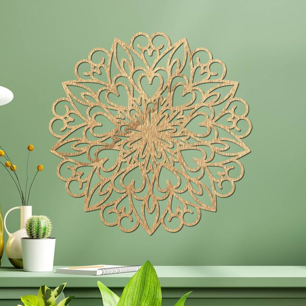 Vyrezávaná mandala, drevená dekorácia na stenu | FARLIKT: Preglejka Topoľ - Honey 3071 30 cm 3862-93720 PR0256