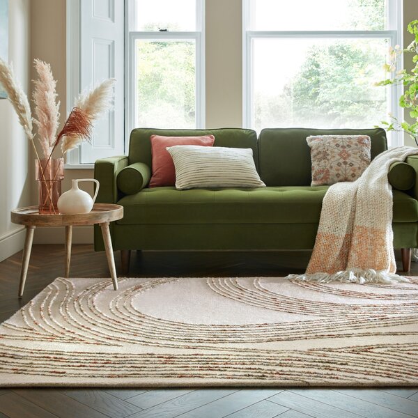 Flair Rugs , Kusový koberec Memphis Abstract Swirl Natural/Orange, 120x170, béžová, obývacia izba
