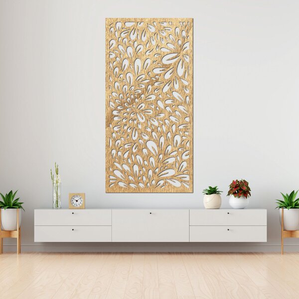 Abstraktný obraz kvetov na stenu | PINIIA: Preglejka Topoľ - Honey 3071 80 x 40 cm 3889-85573 PR0284