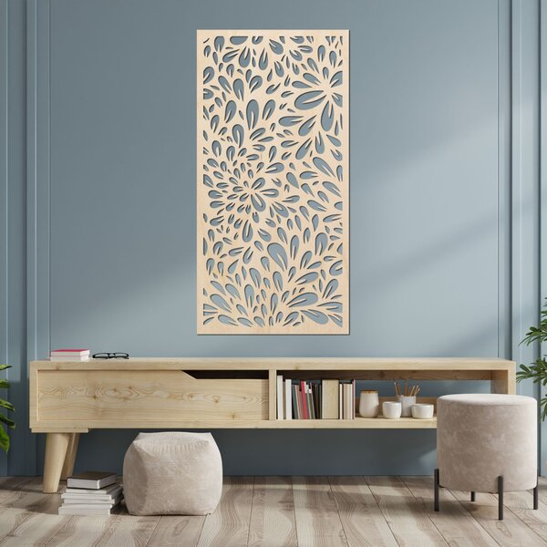 Abstraktný obraz kvetov na stenu | PINIIA: Preglejka Topoľ - Honey 3071 80 x 40 cm 3889-85573 PR0284