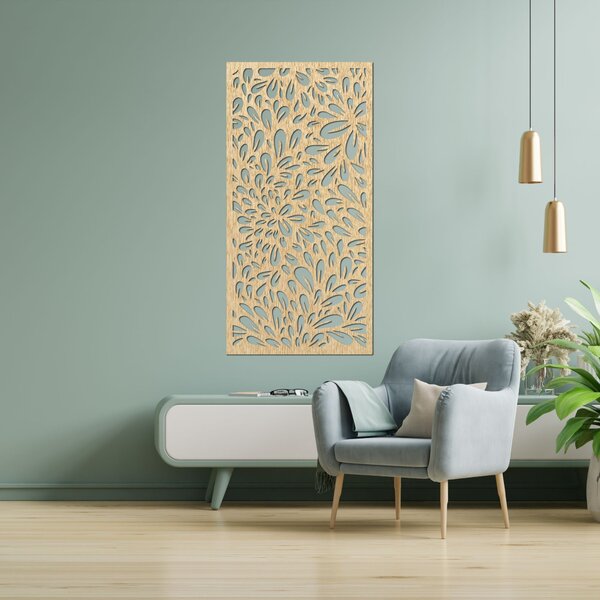 Abstraktný obraz kvetov na stenu | PINIIA: Preglejka Topoľ - Honey 3071 80 x 40 cm 3889-85573 PR0284