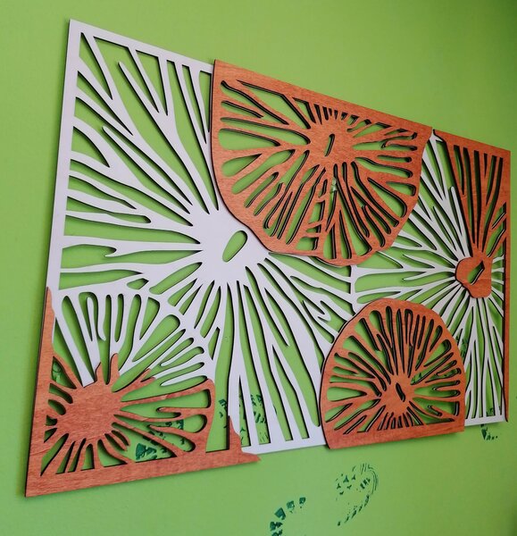 Vyrezávaný obraz na stenu z drevenej preglejky orange 3D efekt KODJAK: 46 x 80 cm 3915-44973 PR0299 5 casti