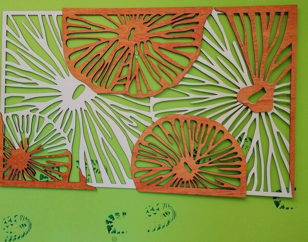 Vyrezávaný obraz na stenu z drevenej preglejky orange 3D efekt KODJAK: 46 x 80 cm 3915-44973 PR0299 5 casti