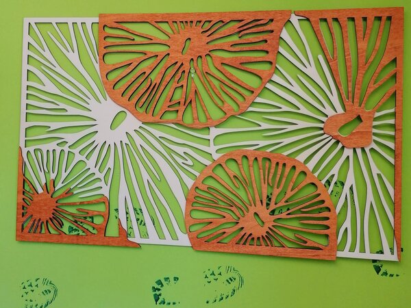Vyrezávaný obraz na stenu z drevenej preglejky orange 3D efekt KODJAK: 46 x 80 cm 3915-44973 PR0299 5 casti