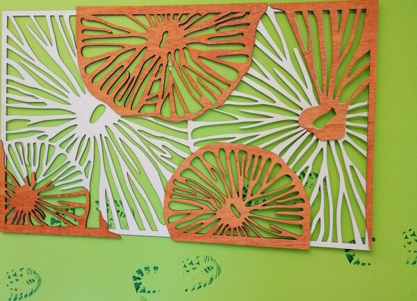 Vyrezávaný obraz na stenu z drevenej preglejky orange 3D efekt KODJAK: 46 x 80 cm 3915-44973 PR0299 5 casti