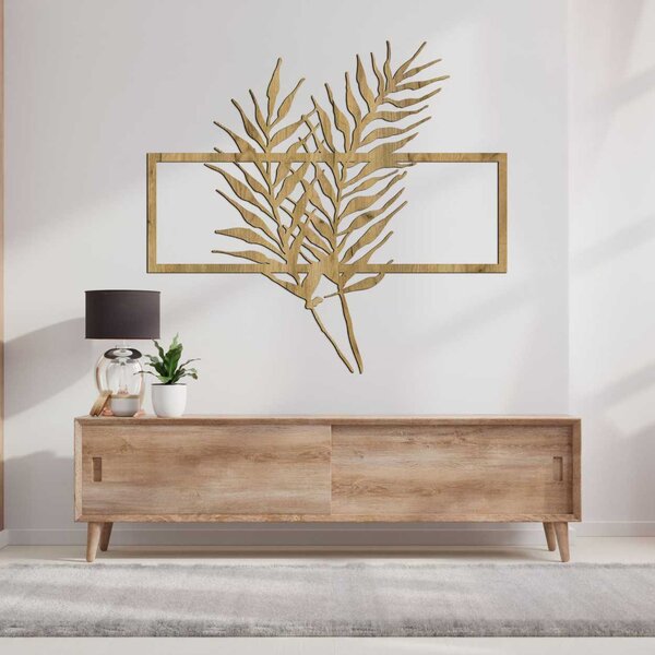 Drevený obraz s minimalistickými listami v ráme - PAPRADE: HDF - Javor 50 x 37 cm 3920-104826 HDF0303