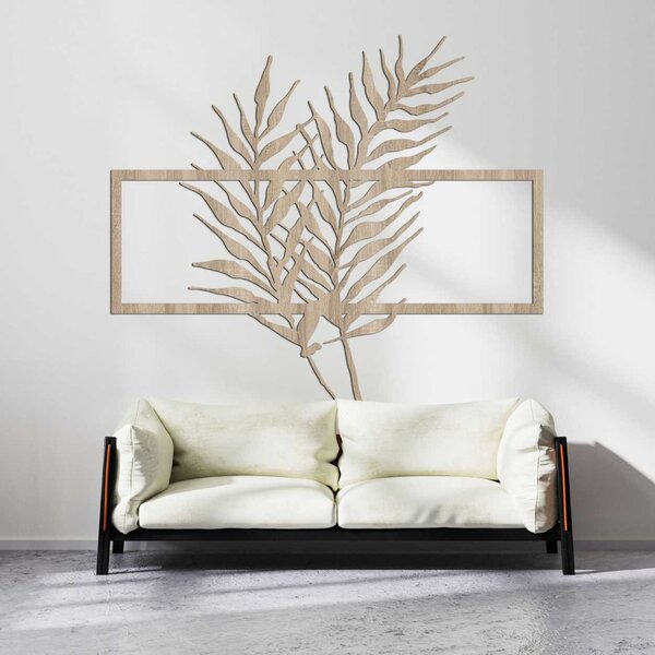 Drevený obraz s minimalistickými listami v ráme - PAPRADE: HDF - Javor 50 x 37 cm 3920-104826 HDF0303