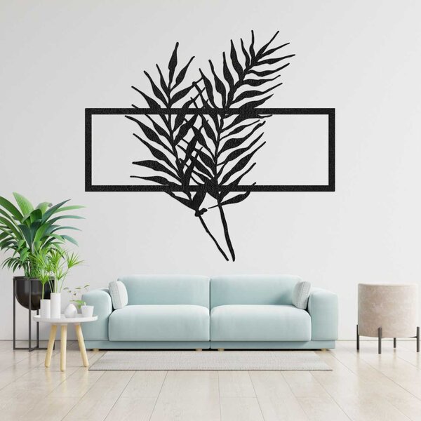 Drevený obraz s minimalistickými listami v ráme - PAPRADE: HDF - Javor 50 x 37 cm 3920-104826 HDF0303