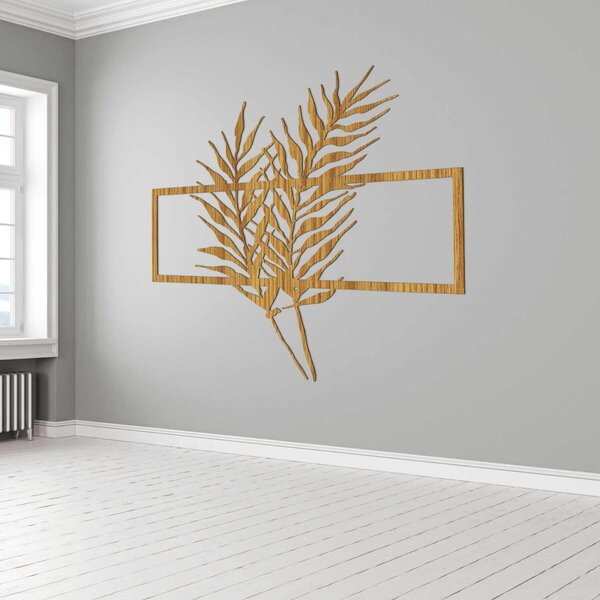 Drevený obraz s minimalistickými listami v ráme - PAPRADE: HDF - Javor 50 x 37 cm 3920-104826 HDF0303