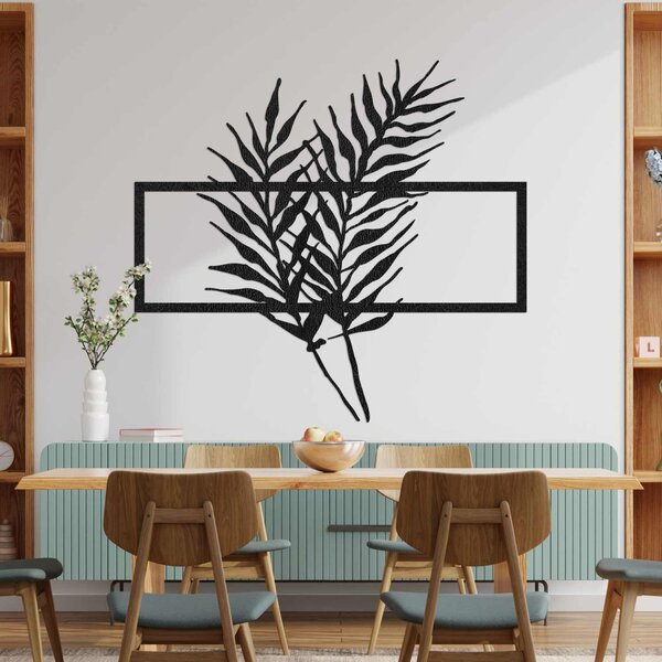 Drevený obraz s minimalistickými listami v ráme - PAPRADE: HDF - Javor 50 x 37 cm 3920-104826 HDF0303