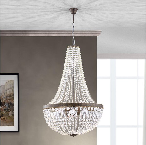 Orion HL 6-1497/6 - Krištáľový luster na reťazi ARILA 6xE27/60W/230V hnedá/patina