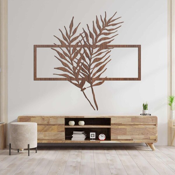 Drevený obraz s minimalistickými listami v ráme - PAPRADE: HDF - Javor 50 x 37 cm 3920-104826 HDF0303