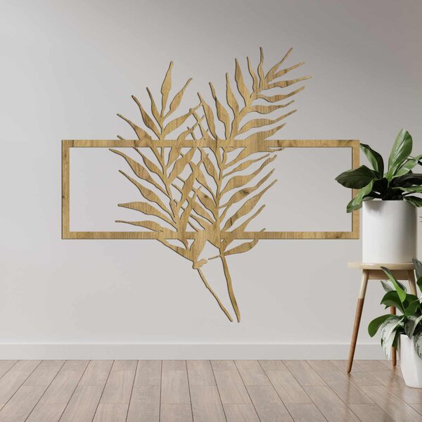 Drevený obraz s minimalistickými listami v ráme - PAPRADE: HDF - Javor 50 x 37 cm 3920-104826 HDF0303