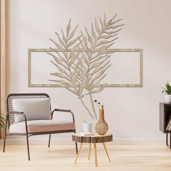 Drevený obraz s minimalistickými listami v ráme - PAPRADE: HDF - Javor 50 x 37 cm 3920-104826 HDF0303