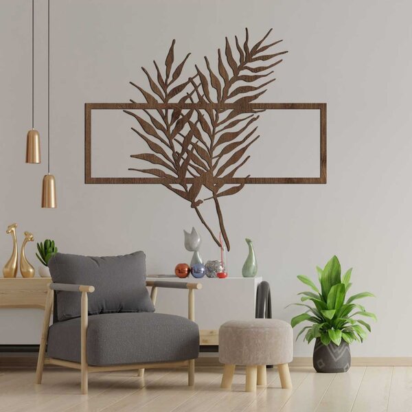 Drevený obraz s minimalistickými listami v ráme - PAPRADE: HDF - Javor 50 x 37 cm 3920-104826 HDF0303