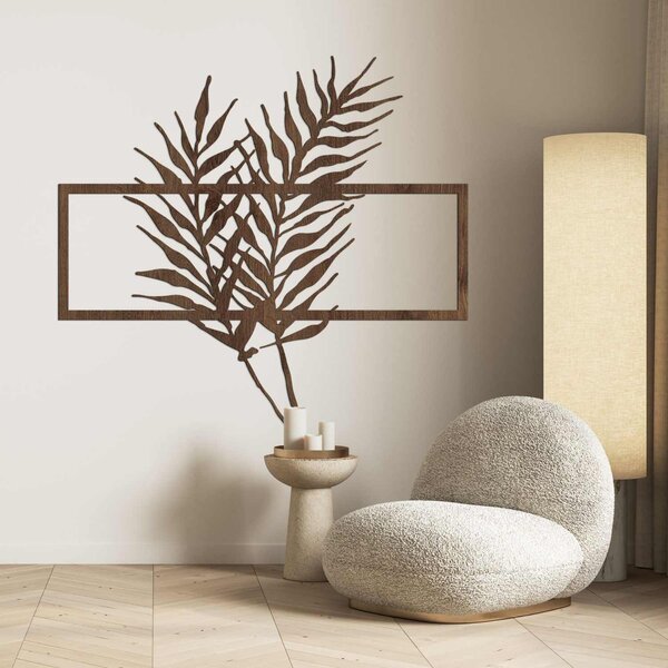 Drevený obraz s minimalistickými listami v ráme - PAPRADE: HDF - Javor 50 x 37 cm 3920-104826 HDF0303