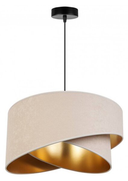 Moderná lampa s asymetrickým krémovo bielym tienidlom so zlatým stredom