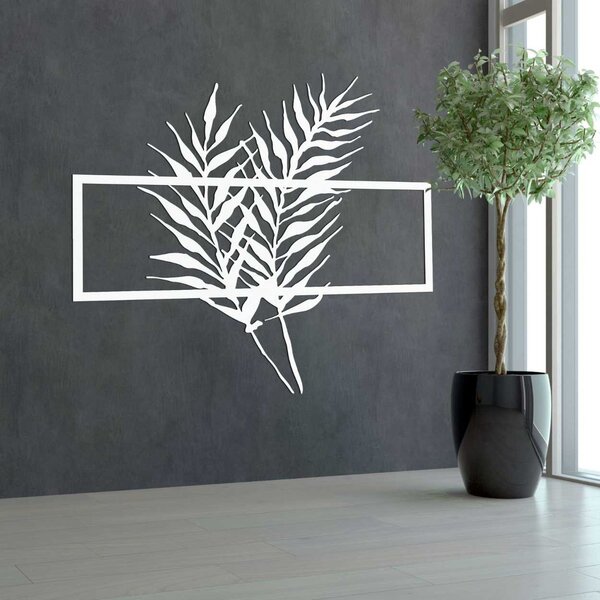 Drevený obraz s minimalistickými listami v ráme - PAPRADE: HDF - Javor 50 x 37 cm 3920-104826 HDF0303