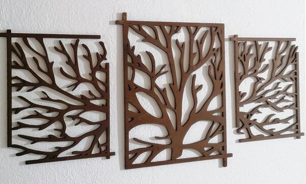 Drevený obraz strom - vetvy konáre: Prírodná preglejka - Topoľ natural 50 x 100 cm 3924-46036 PR0307 picture 3 pieces