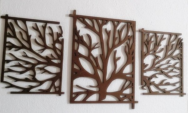 Drevený obraz strom - vetvy konáre: Prírodná preglejka - Topoľ natural 50 x 100 cm 3924-46036 PR0307 picture 3 pieces