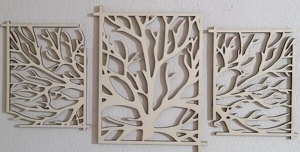 Drevený obraz strom - vetvy konáre: Prírodná preglejka - Topoľ natural 50 x 100 cm 3924-46036 PR0307 picture 3 pieces
