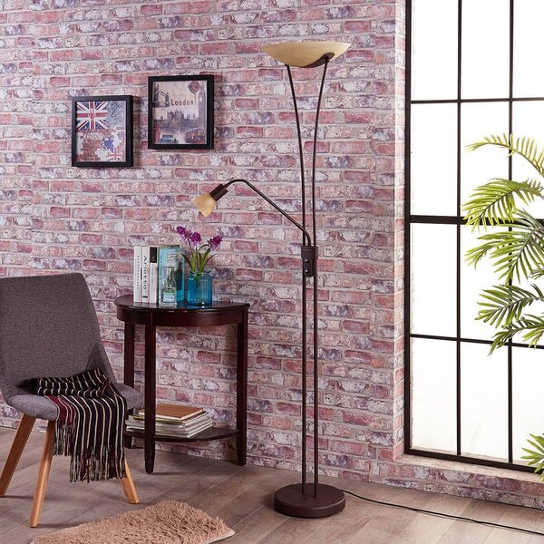 Lindby Stropné svietidlo Felicia s lampou na čítanie, hrdzavé, Hnedá / hrdzavá, Obývacia izba / jedáleň, kov, Vidiecky / Rustikálny, Zemné bodové svetlo