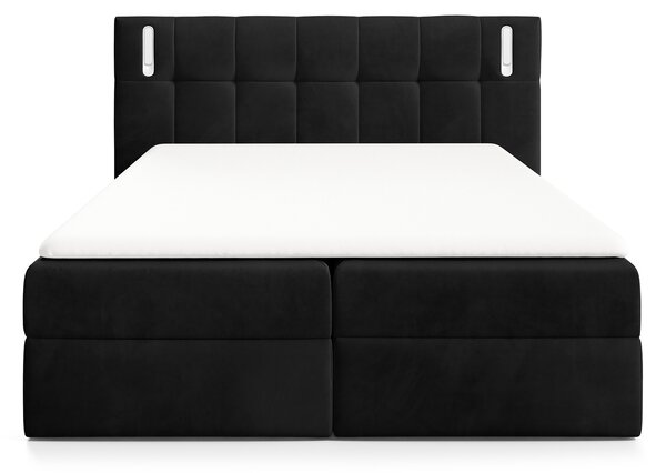 Čalúnená boxspring manželská posteľ s vrchným matracom Dancer - čierna Rozmer: 180x200