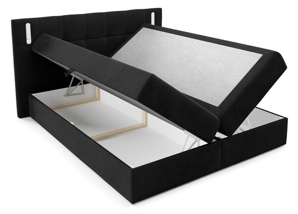 Čalúnená boxspring manželská posteľ s vrchným matracom Dancer - čierna Rozmer: 180x200
