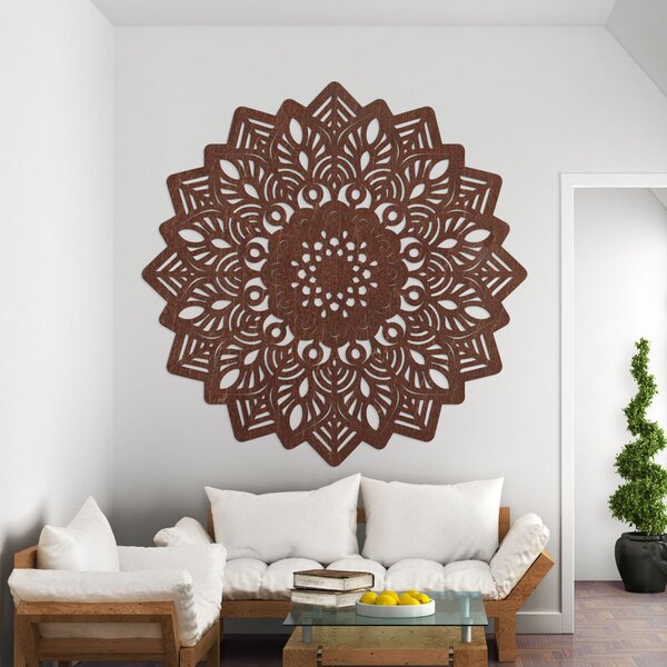 Drevená dekorácia na stenu mandala slnka - SOLIS: Preglejka Topoľ - Honey 3071 20 cm 3939-99385 PR0319-B